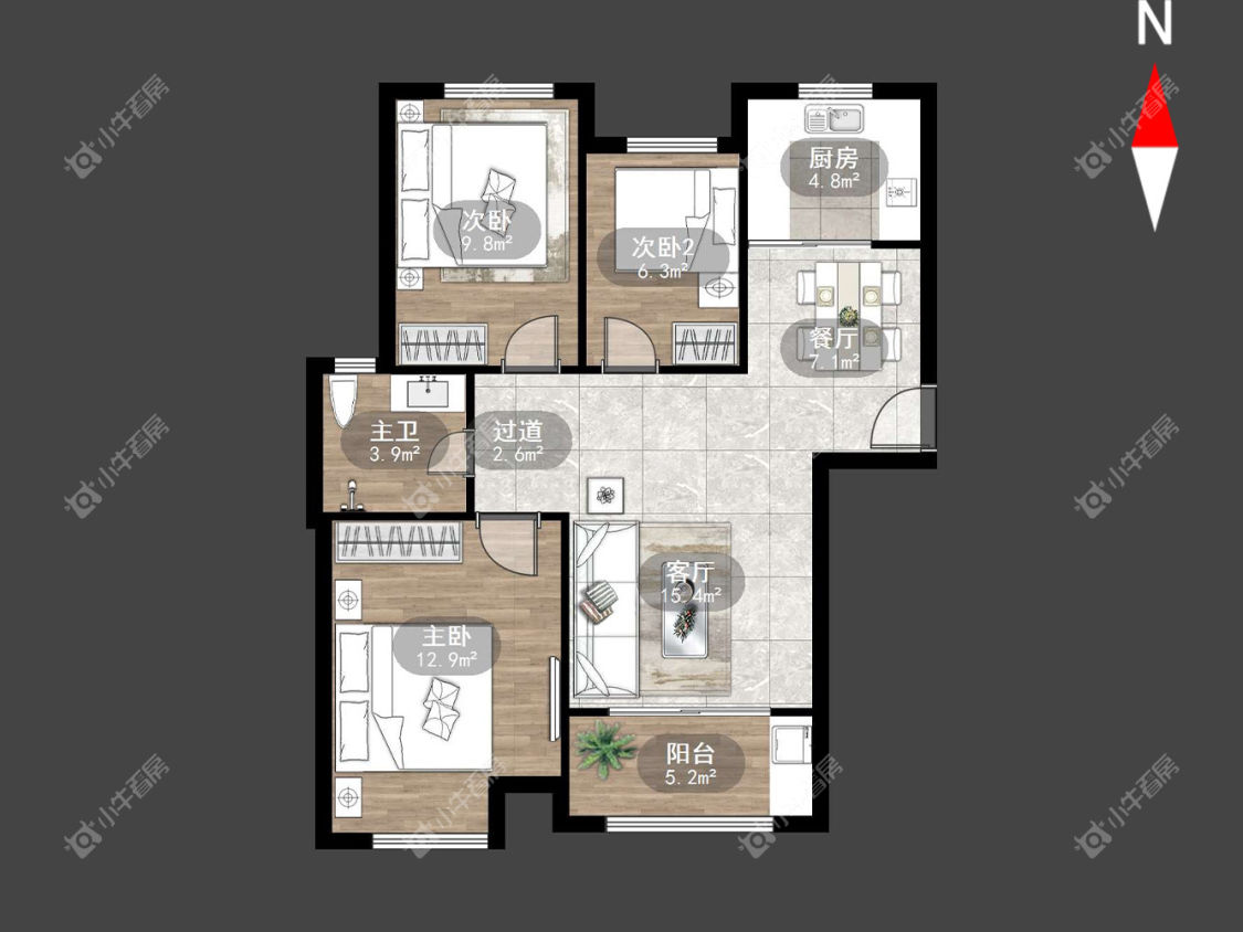 常州公园壹号四期在租房源户型图_小牛看房