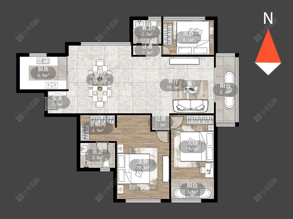 莱蒙城铂晶房源户型图 常州莱蒙城铂晶在售二手房源户型图_小牛看房