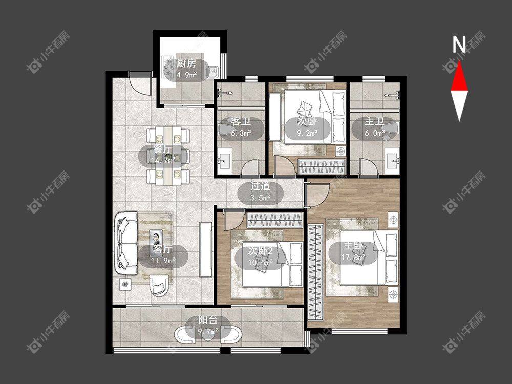 常州景瑞宸运天赋在租房源室内图_小牛看房