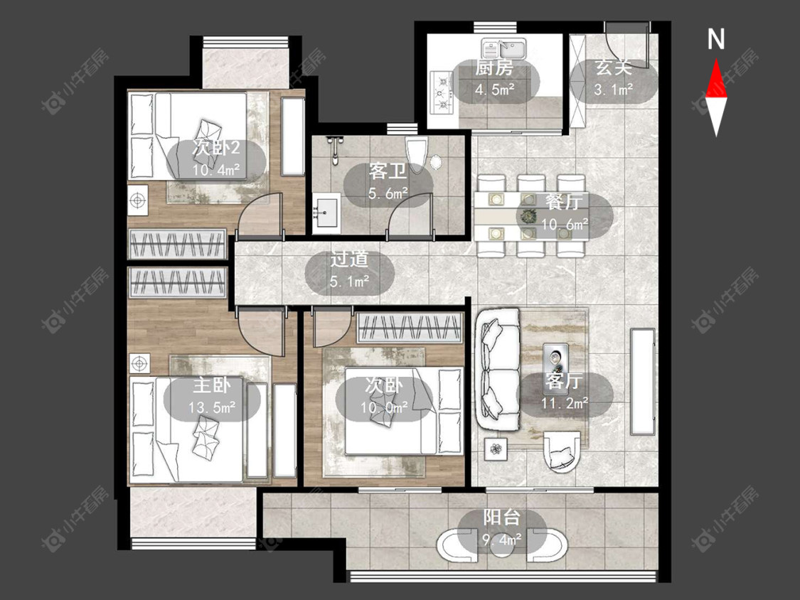 常州牡丹招商公园学府在售二手房源户型图_小牛看房