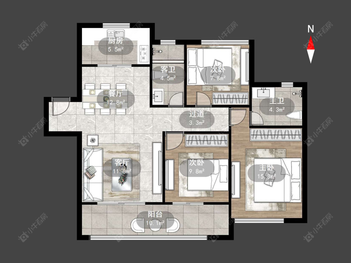 融创滨湖御园房源户型图 常州融创滨湖御园在售二手房源户型图_小牛看房