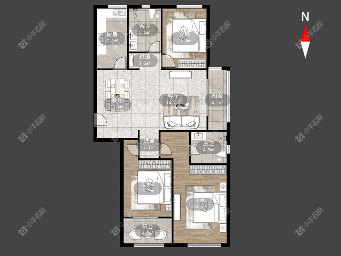 常州公园壹号四期在租房源户型图_小牛看房