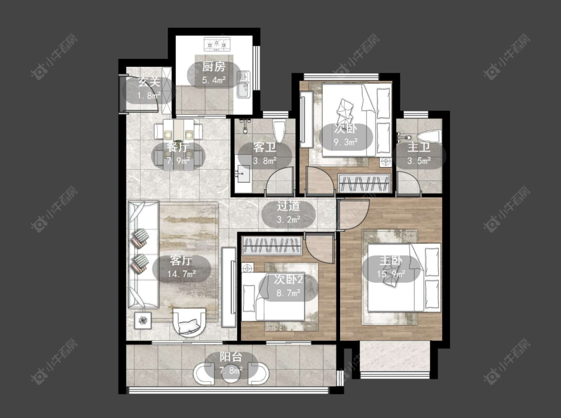 常州蓝光晶曜在售二手房源户型图_小牛看房