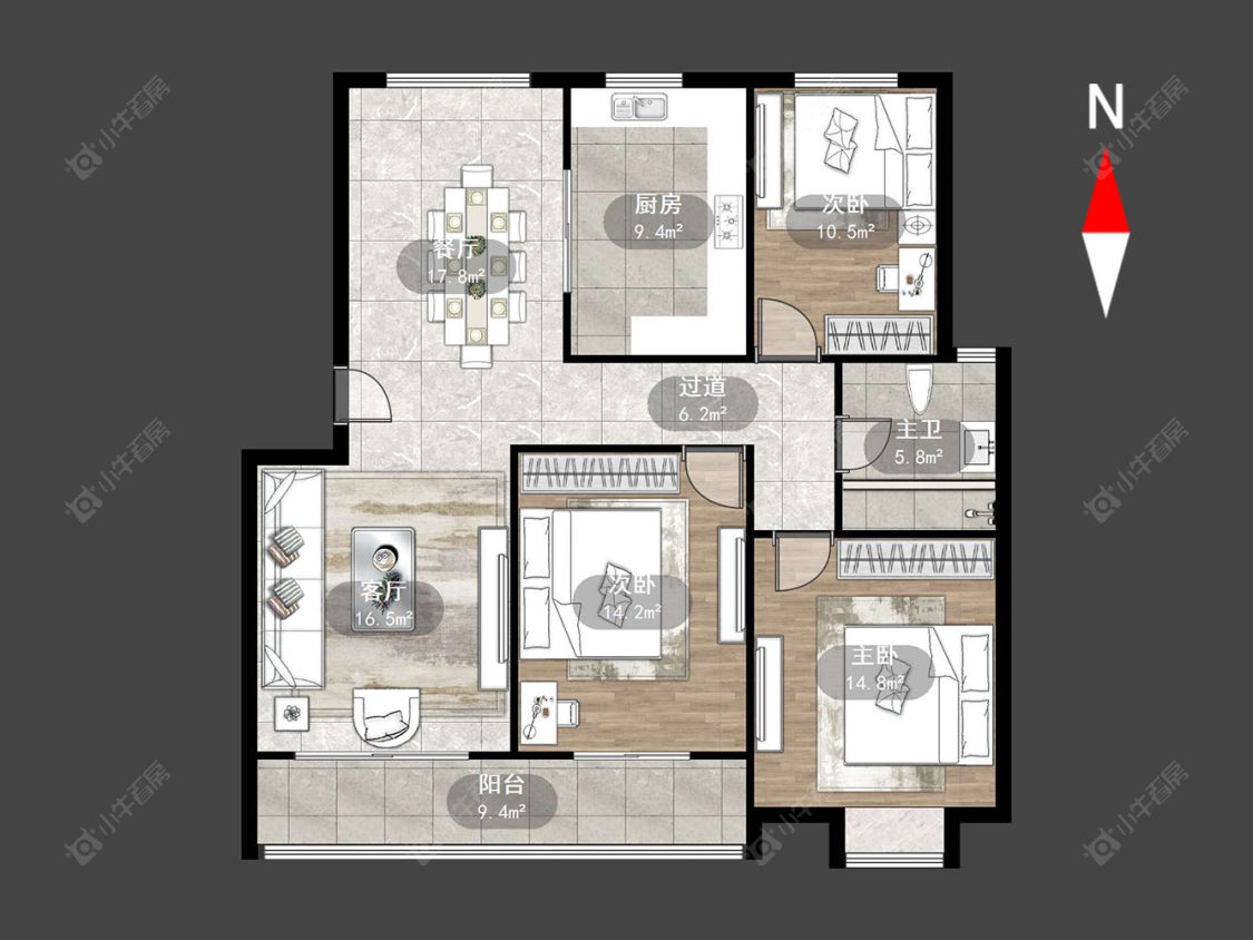 常州瑞德花苑在售二手房源户型图_小牛看房
