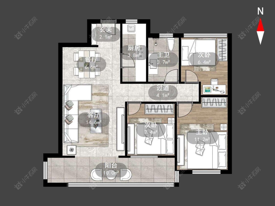 中南红玺台房源户型图 常州中南红玺台在售二手房源户型图_小牛看房
