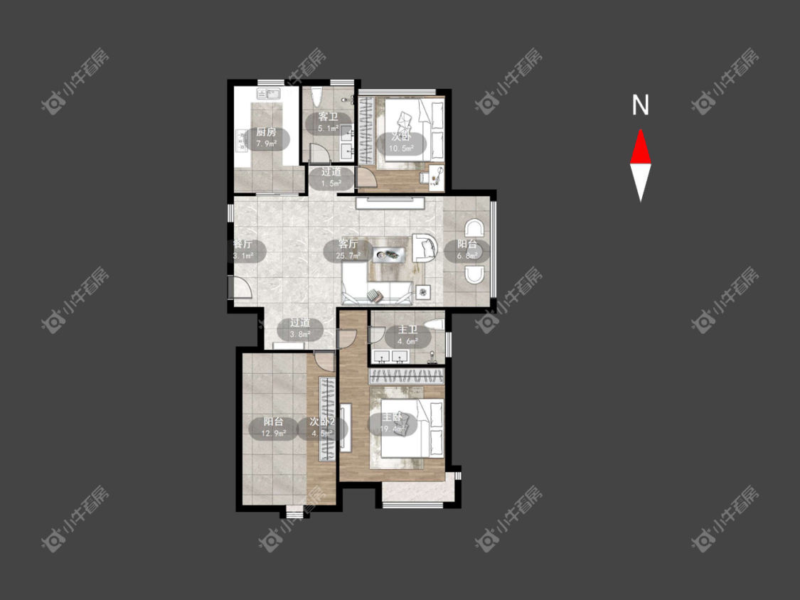 常州天润园在租房源户型图_小牛看房