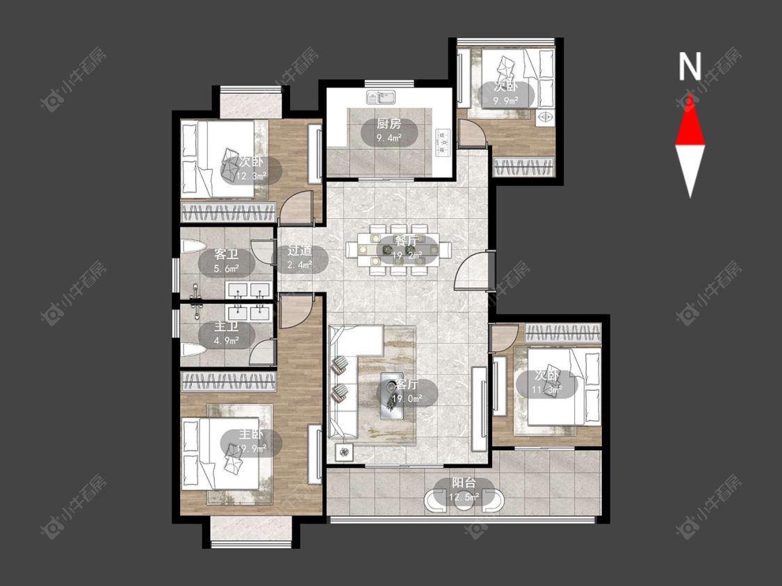 路劲城四期房源户型图 常州路劲城四期在售二手房源户型图_小牛看房