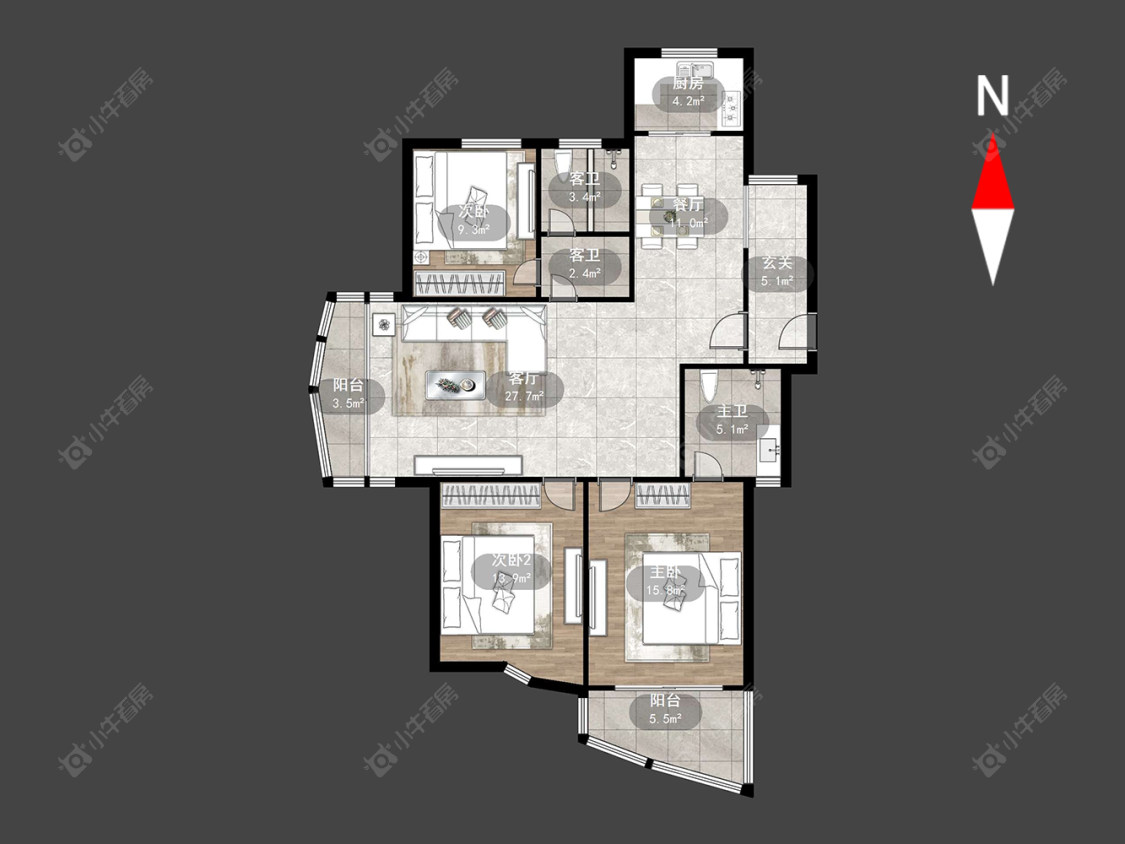 滨江明珠城东区房源户型图 常州滨江明珠城东区在售二手房源户型图_小牛看房