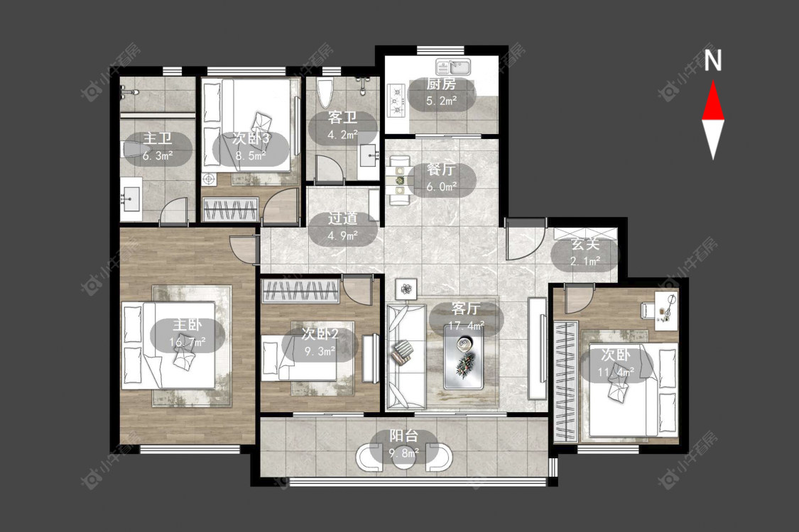 常州景瑞宸运天赋在售二手房源户型图_小牛看房