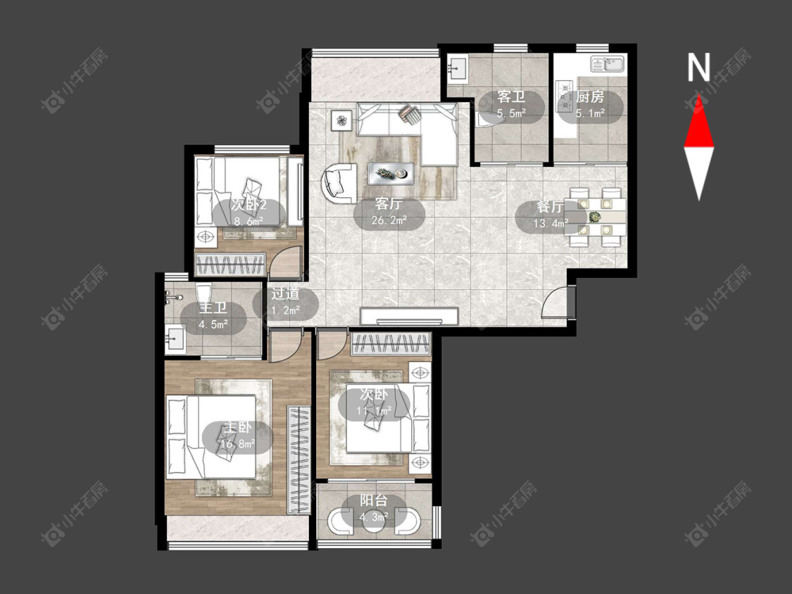 常州滨江明珠城东区在售二手房源户型图_小牛看房