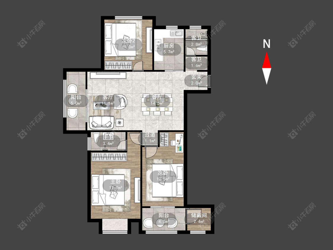银河湾第一城二期房源户型图 常州银河湾第一城二期在售二手房源户型图_小牛看房