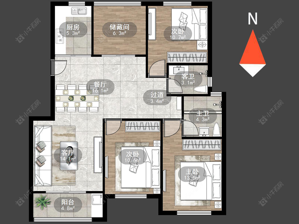 聚盛花园房源户型图 常州聚盛花园在售二手房源户型图_小牛看房