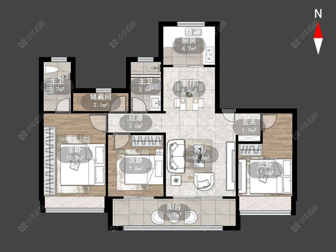 常州锦上香郡在售二手房源户型图_小牛看房