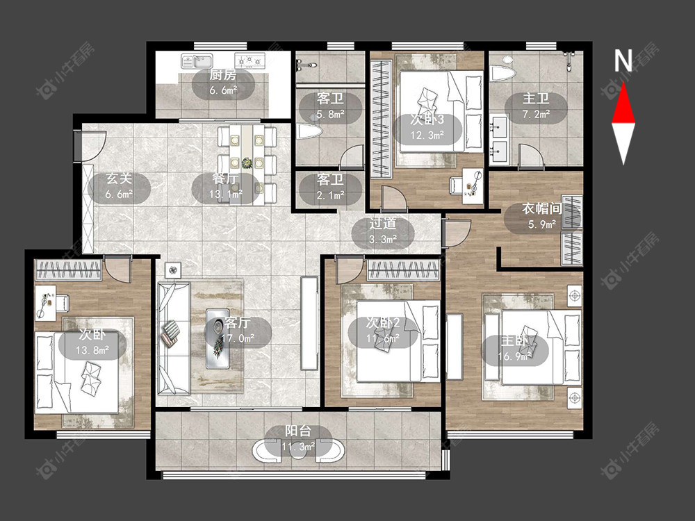 常州景瑞宸运天赋在售二手房源户型图_小牛看房