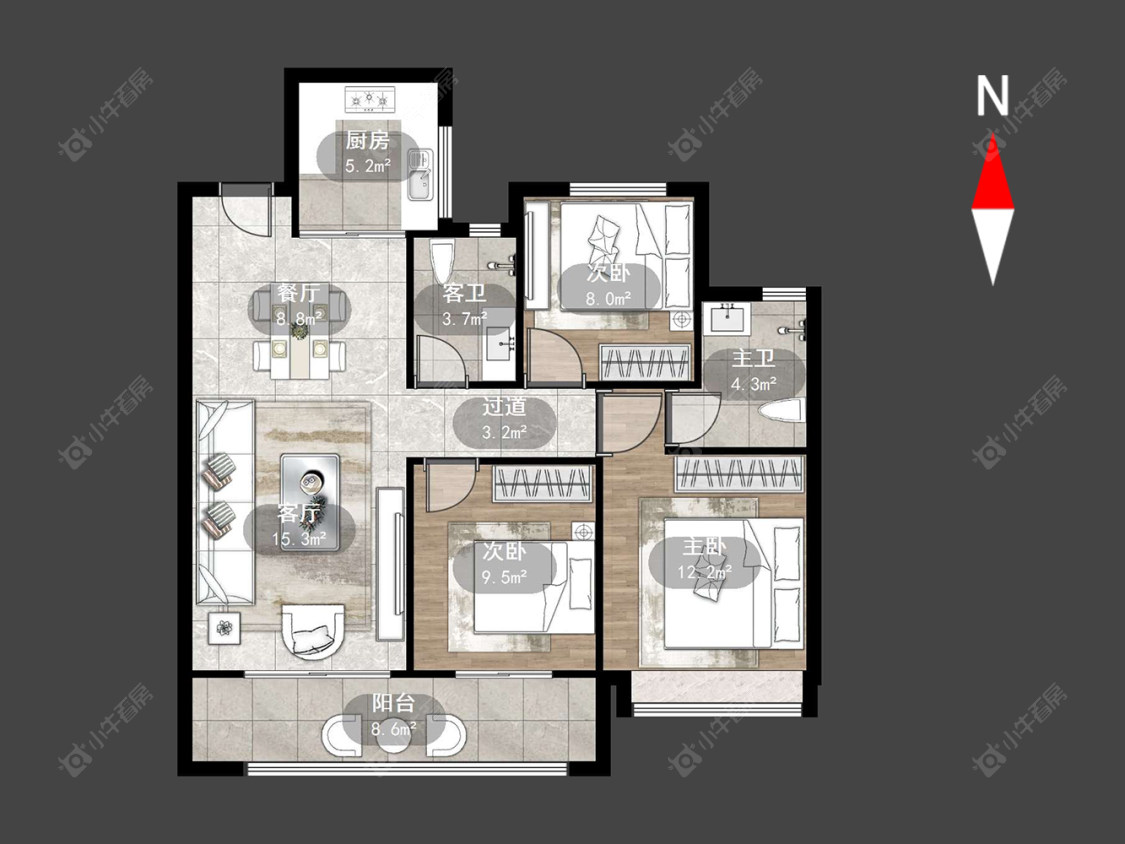 常州中梁金科启宸在售二手房源户型图_小牛看房