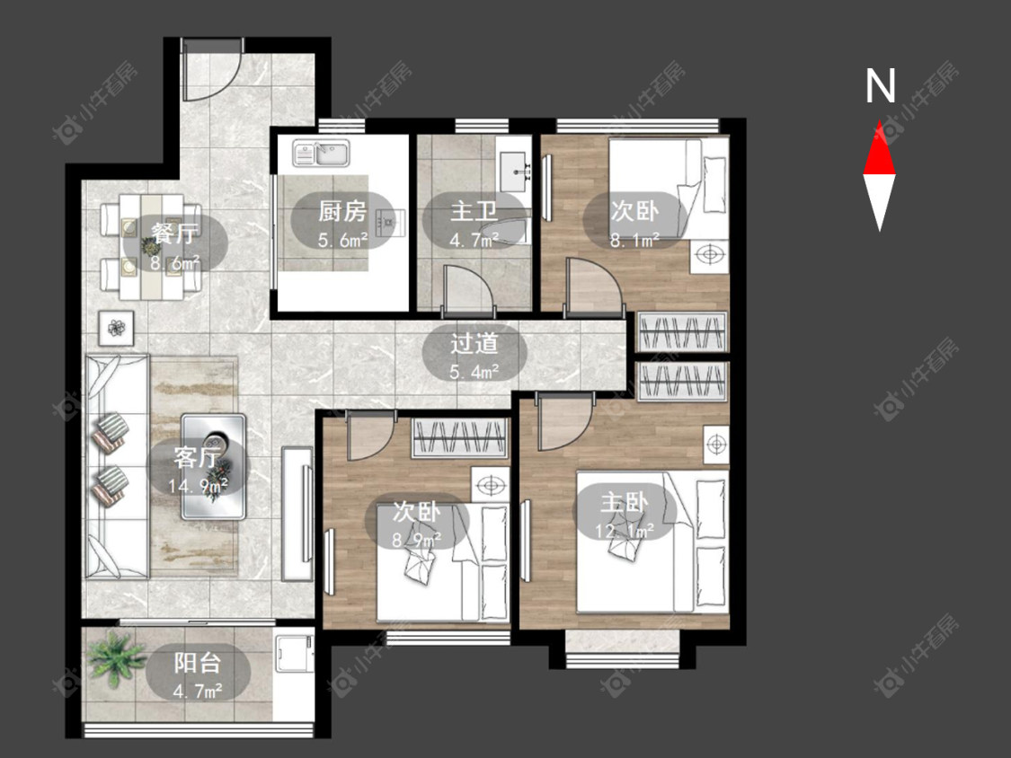 常州华润国际六期在售二手房源户型图_小牛看房