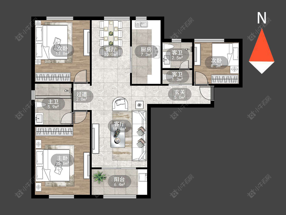 莱蒙城中央府东区房源户型图 常州莱蒙城中央府东区在售二手房源户型图_小牛看房