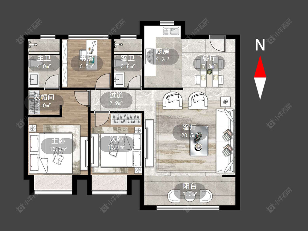 常州新城路劲·西岸时光在售二手房源户型图_小牛看房