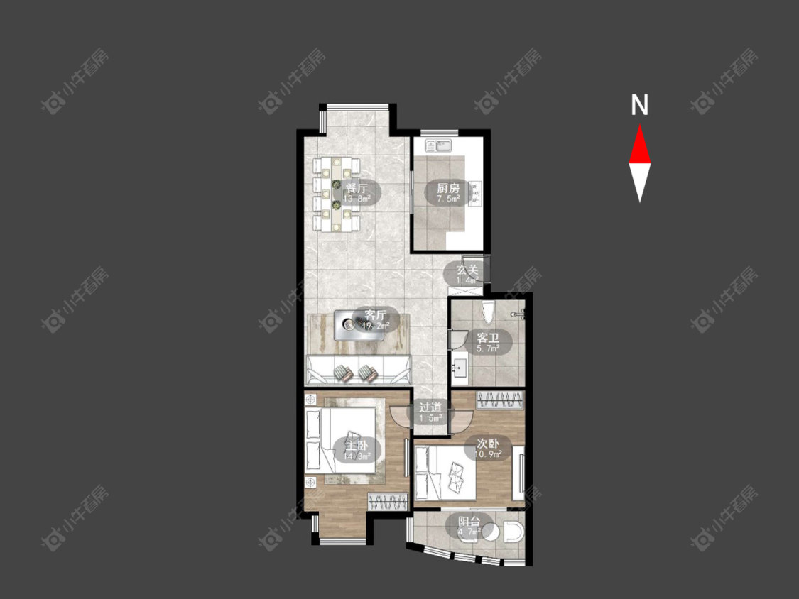 常州新荷花园在售二手房房源户型图_小牛看房