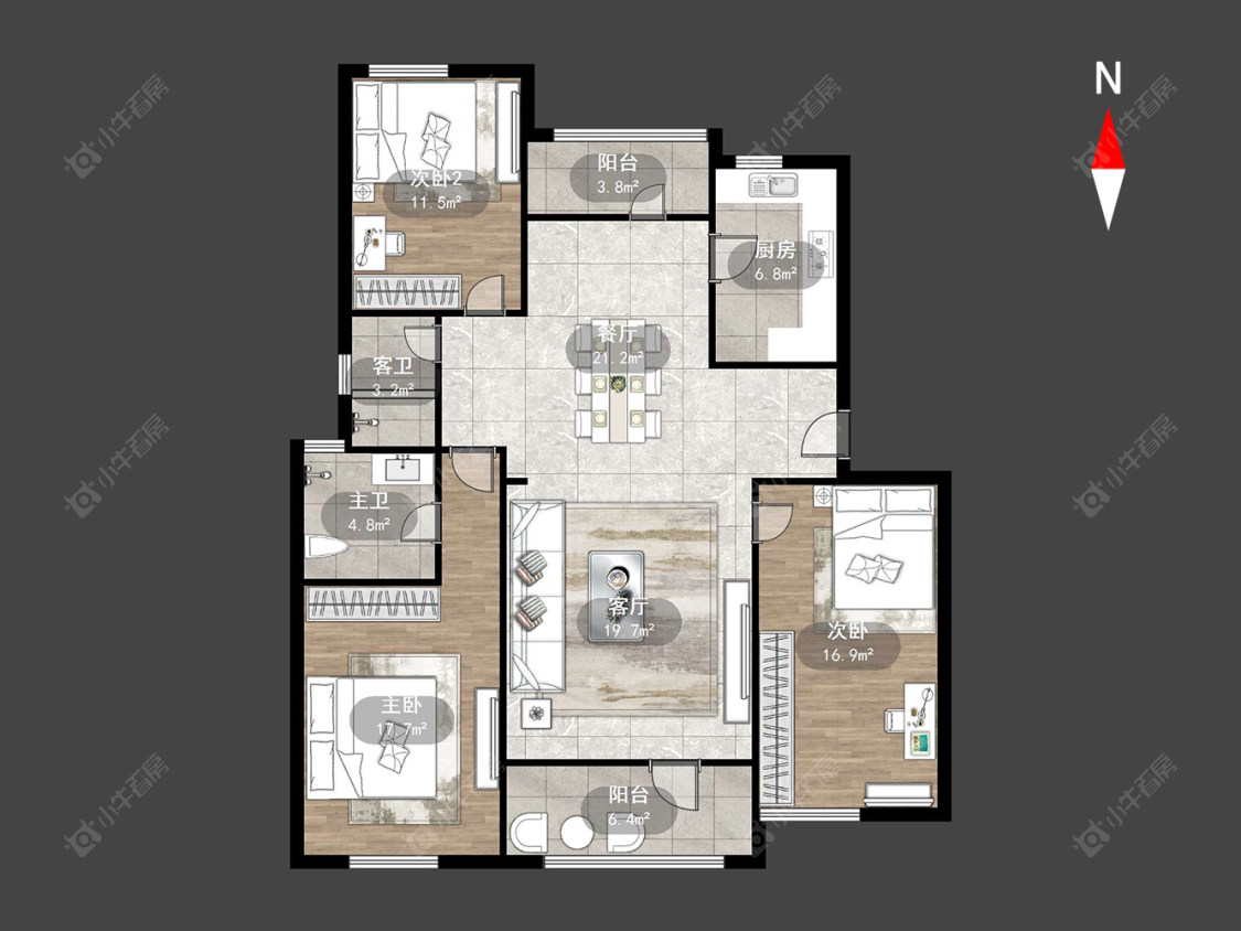 常州世纪华城西区在售二手房源户型图_小牛看房