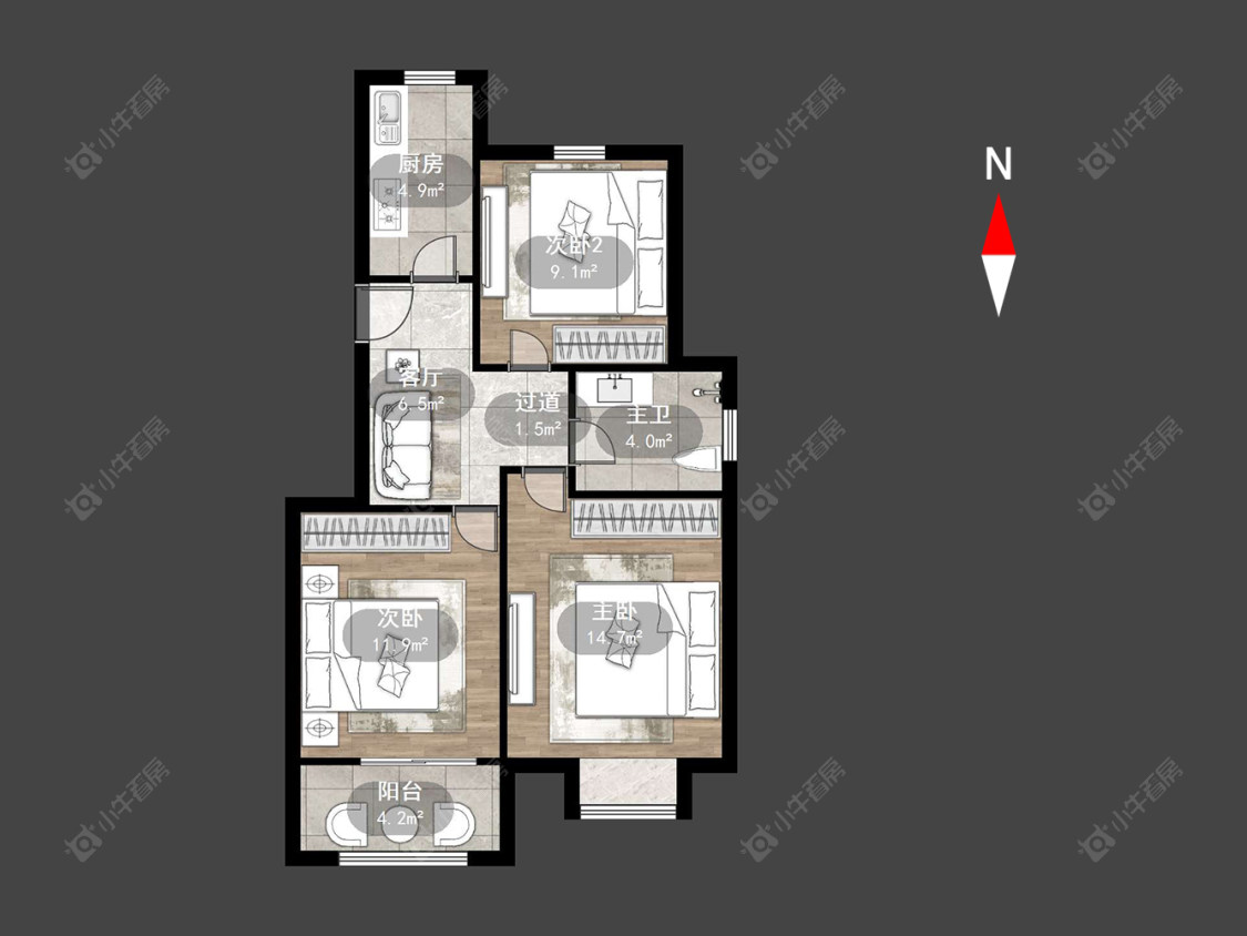 常州新闸花苑在售二手房源户型图_小牛看房