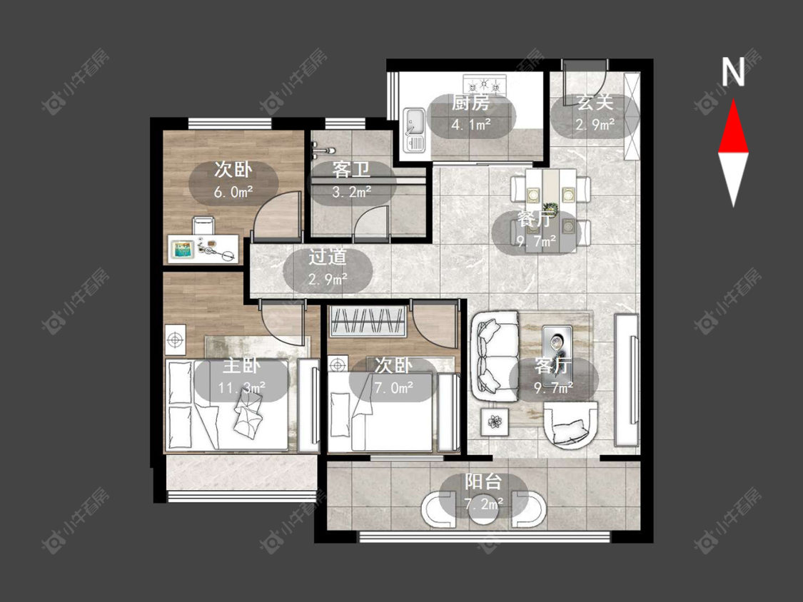 常州美的金科公园天下在售二手房源户型图_小牛看房