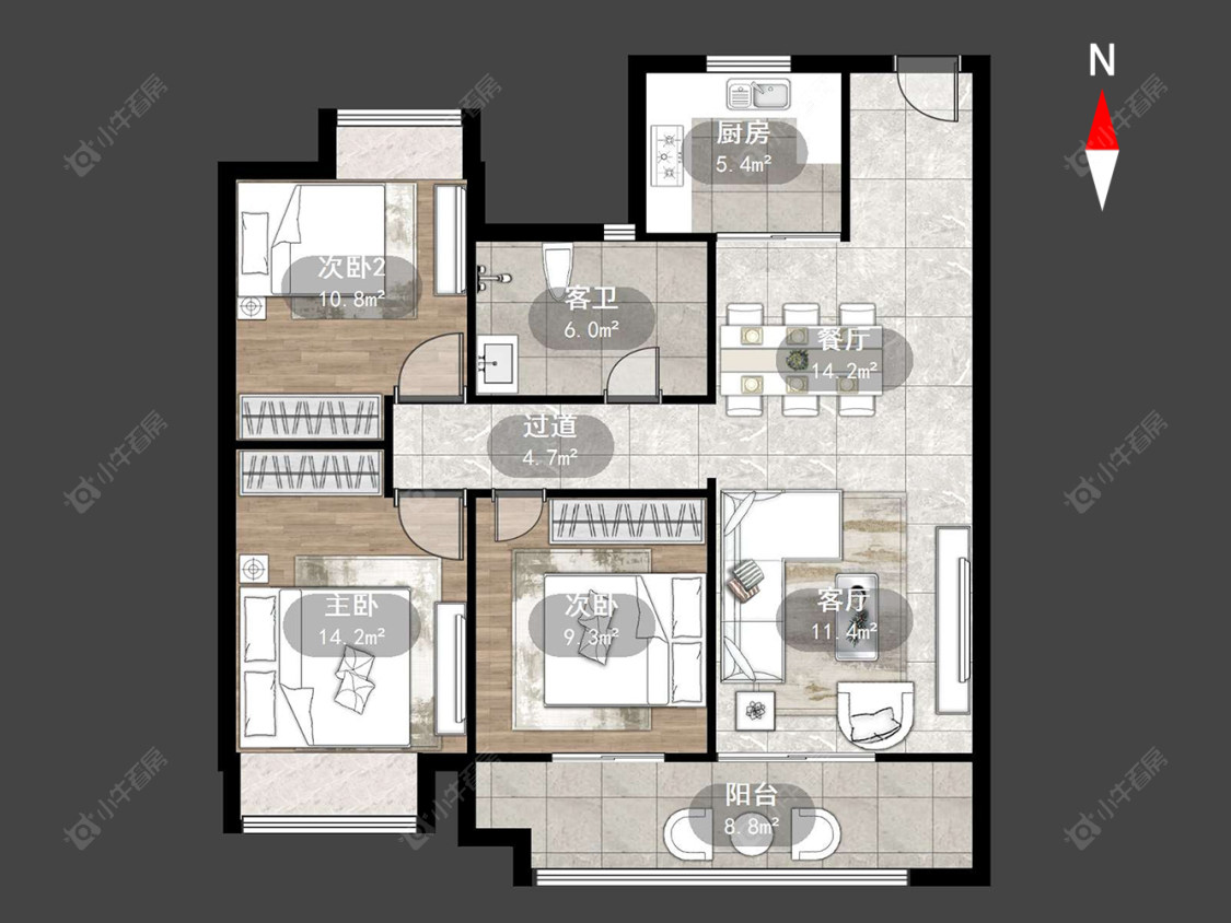 牡丹招商公园学府房源户型图 常州牡丹招商公园学府在售二手房源户型图_小牛看房