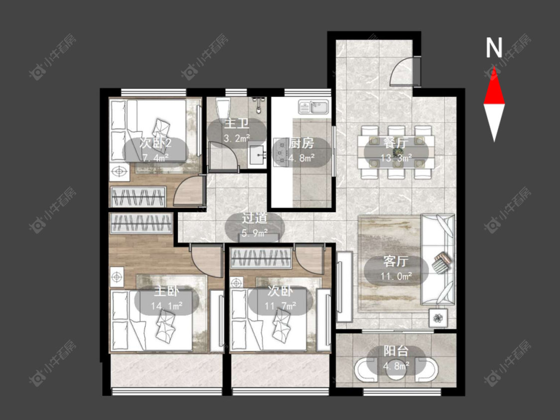 凤凰湖西苑房源户型图 常州凤凰湖西苑在售二手房源户型图_小牛看房