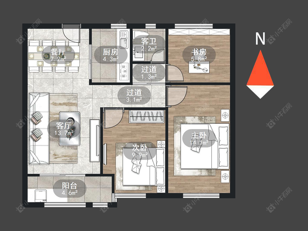 常州龙湖龙誉城四期在售二手房源户型图_小牛看房