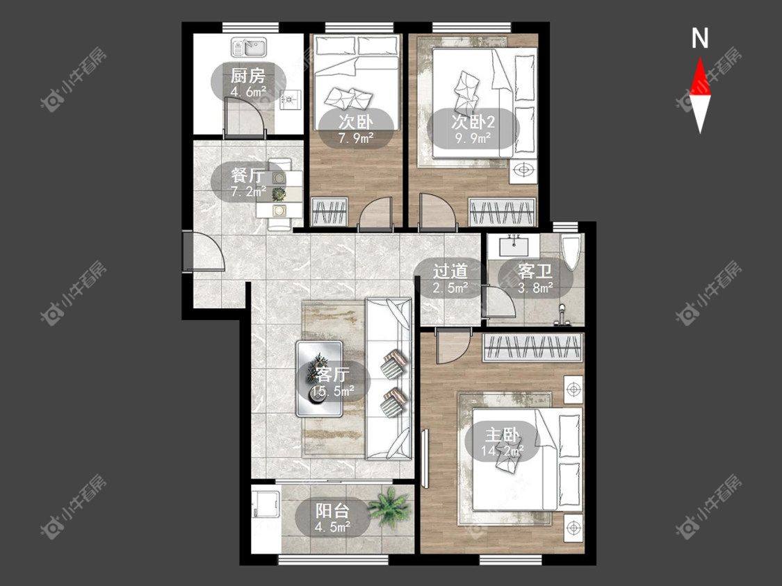 常州公园壹号四期在租房源户型图_小牛看房