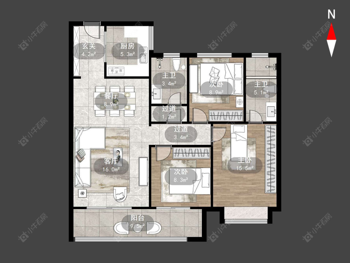美的旭辉天赋房源户型图 常州美的旭辉天赋在售二手房源户型图_小牛看房
