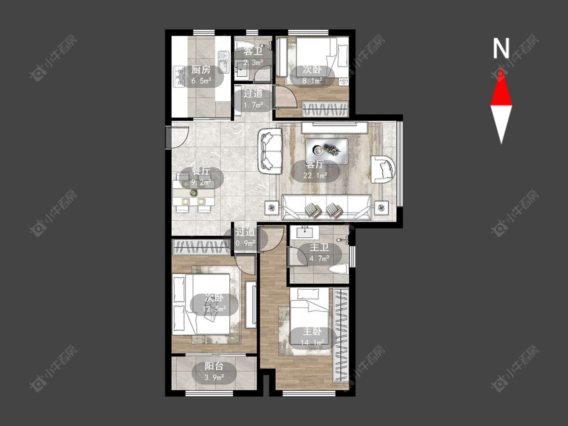 常州龙湖龙誉城四期在售二手房源户型图_小牛看房