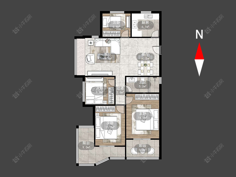 常州湖滨怡景在售二手房源户型图_小牛看房