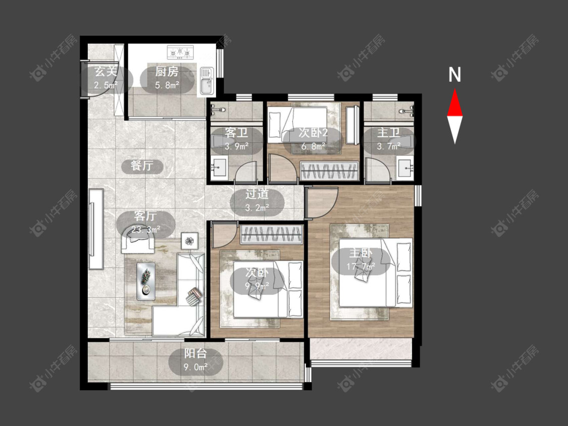 常州牡丹三江公馆在售二手房源户型图_小牛看房