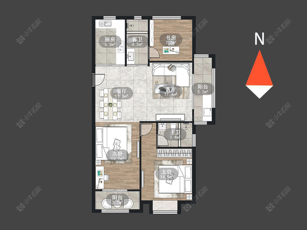 龙湖龙誉城四期房源户型图 常州龙湖龙誉城四期在售二手房源户型图_小牛看房
