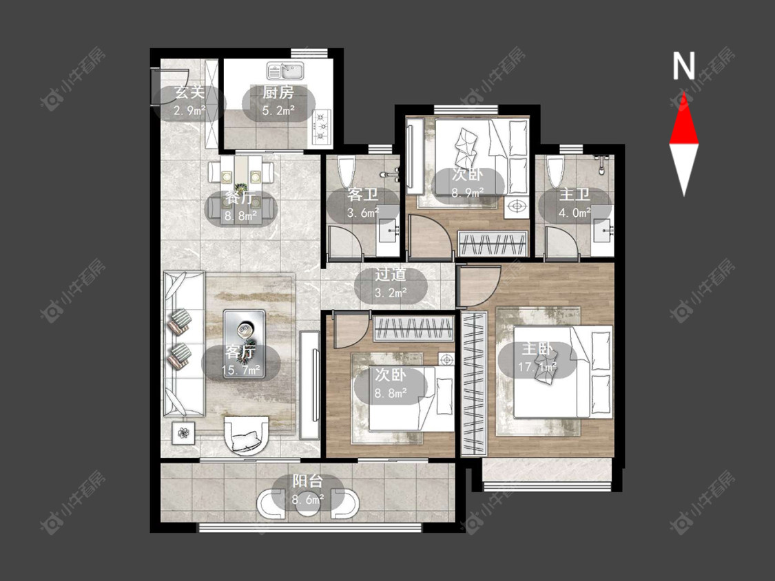 常州中梁金科启宸在售二手房源户型图_小牛看房