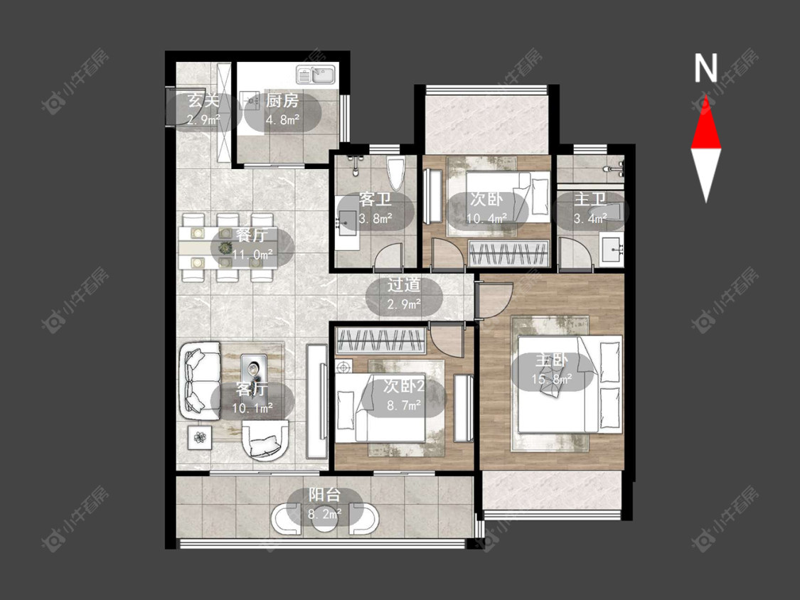 常州蓝光晶曜在售二手房源户型图_小牛看房
