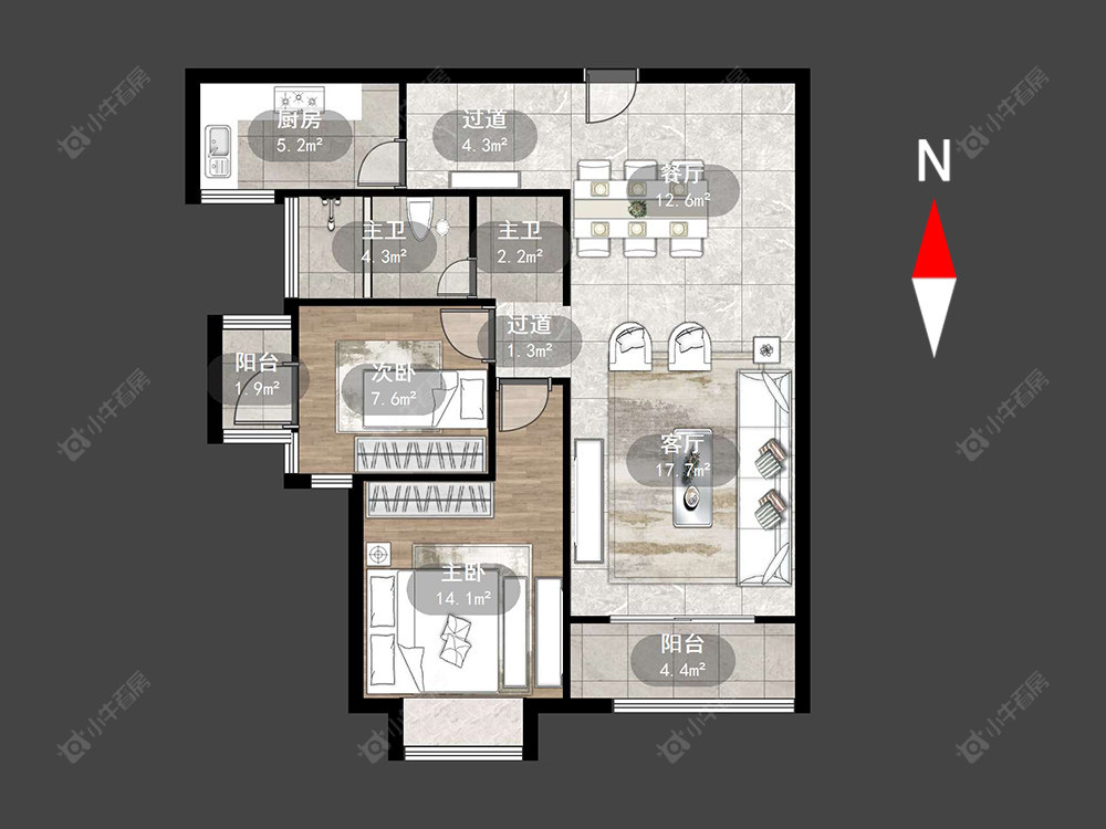常州星河丹堤一区在售二手房源户型图_小牛看房