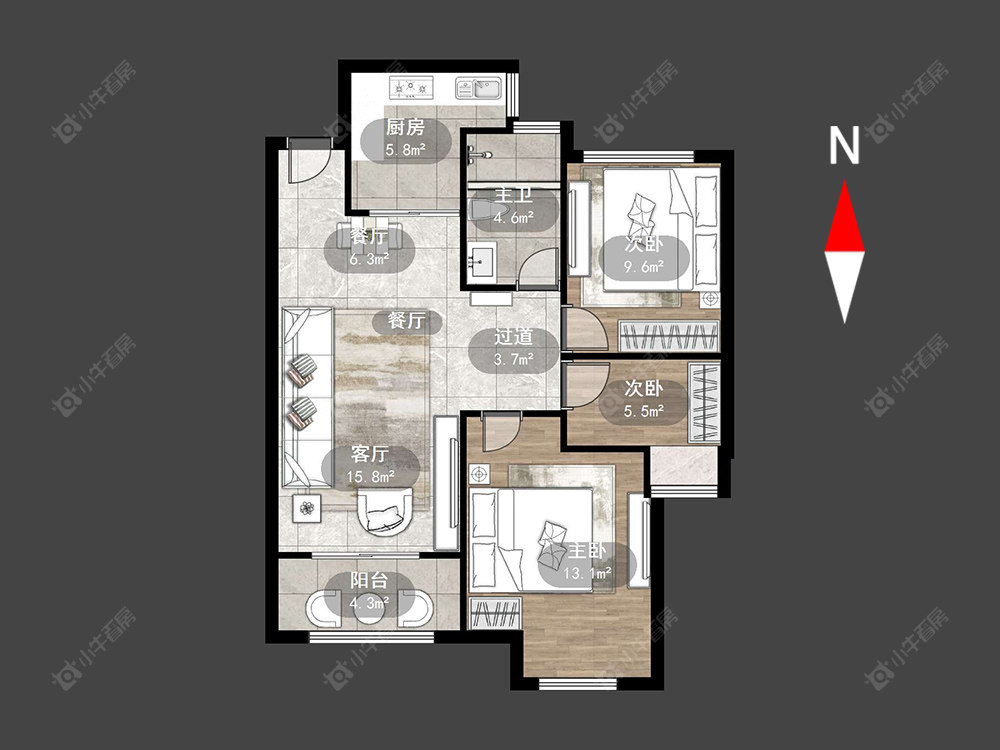 常州环太湖艺术城德郡在售二手房源户型图_小牛看房