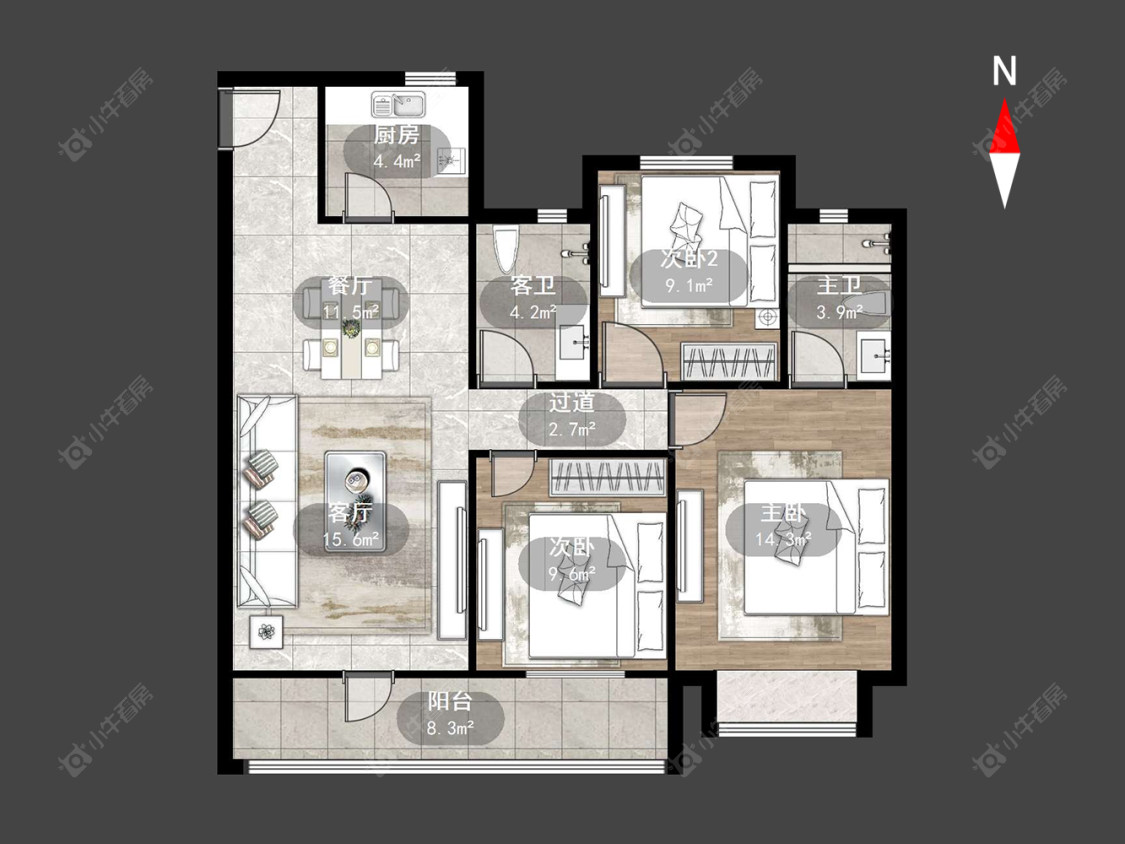 常州中梁金科启宸在售二手房源户型图_小牛看房