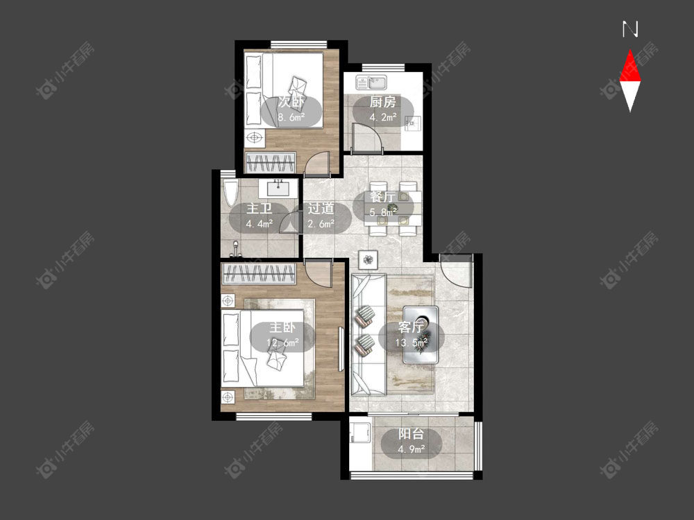 常州新景花苑一期在售二手房源户型图_小牛看房
