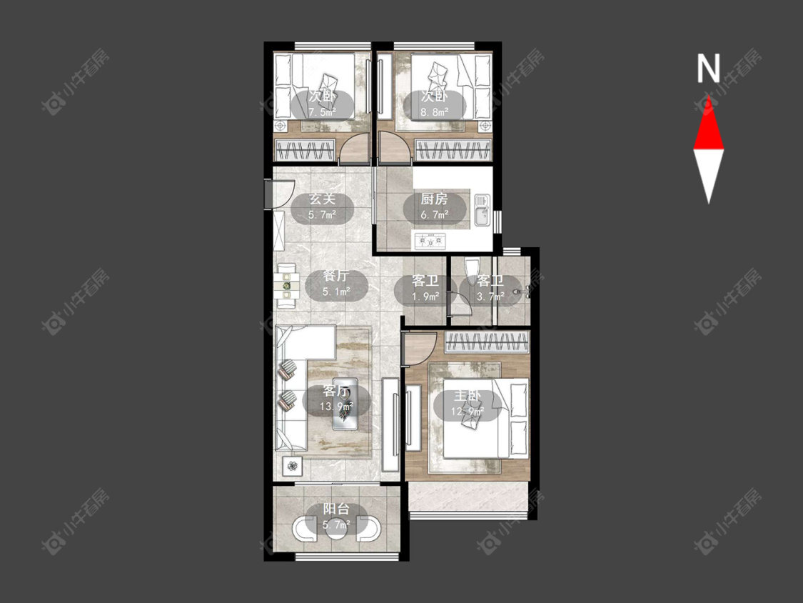 新城郡未来房源户型图 常州新城郡未来在售二手房源户型图_小牛看房