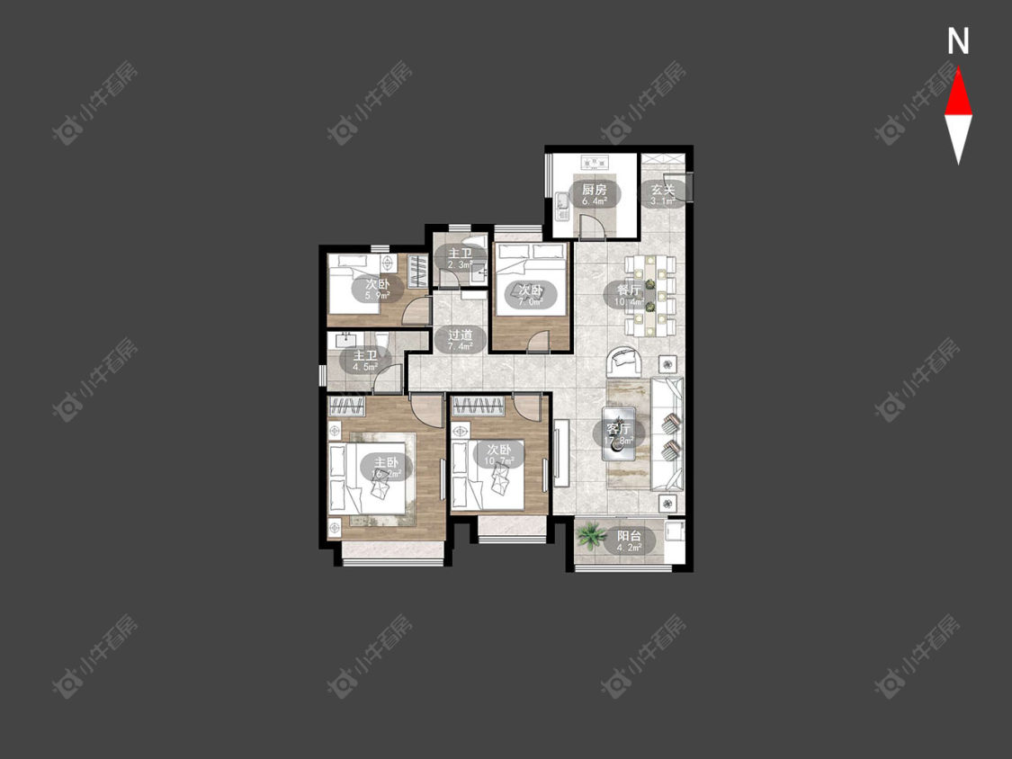 常州雅居乐路劲棠颂在售二手房源户型图_小牛看房