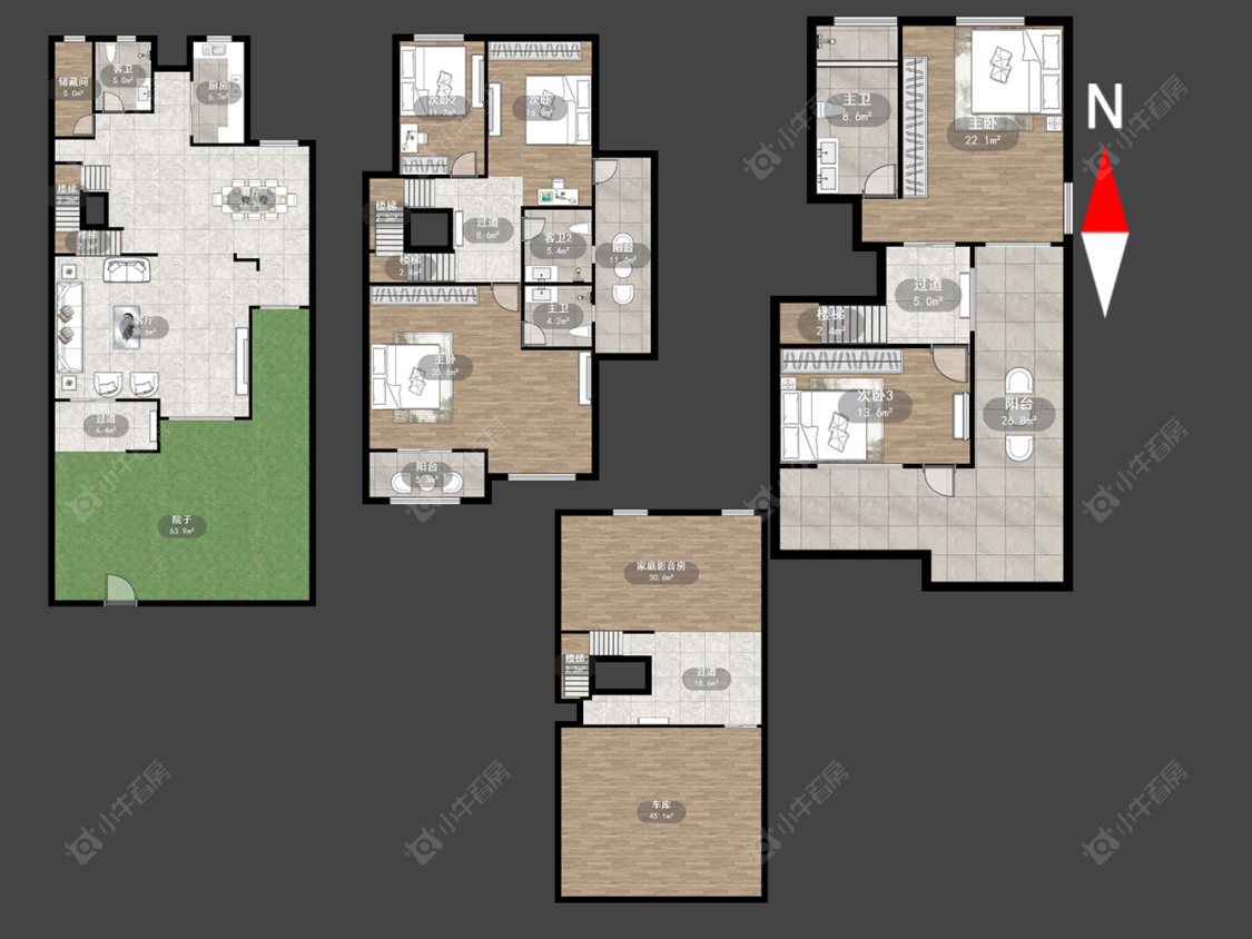 常州水晶城别墅区在售二手房源户型图_小牛看房