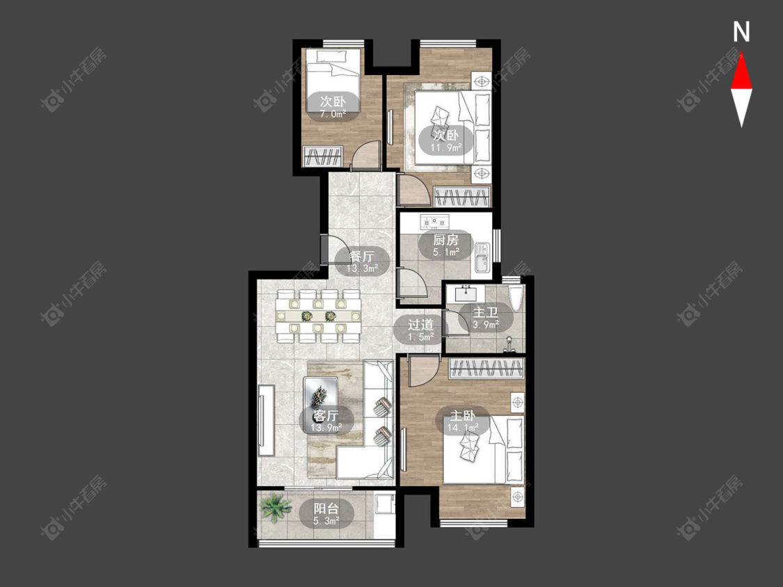 常州新城域一期在售二手房源户型图_小牛看房