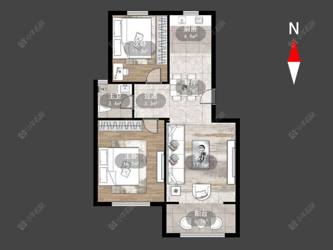常州空港二村在售二手房源户型图_小牛看房