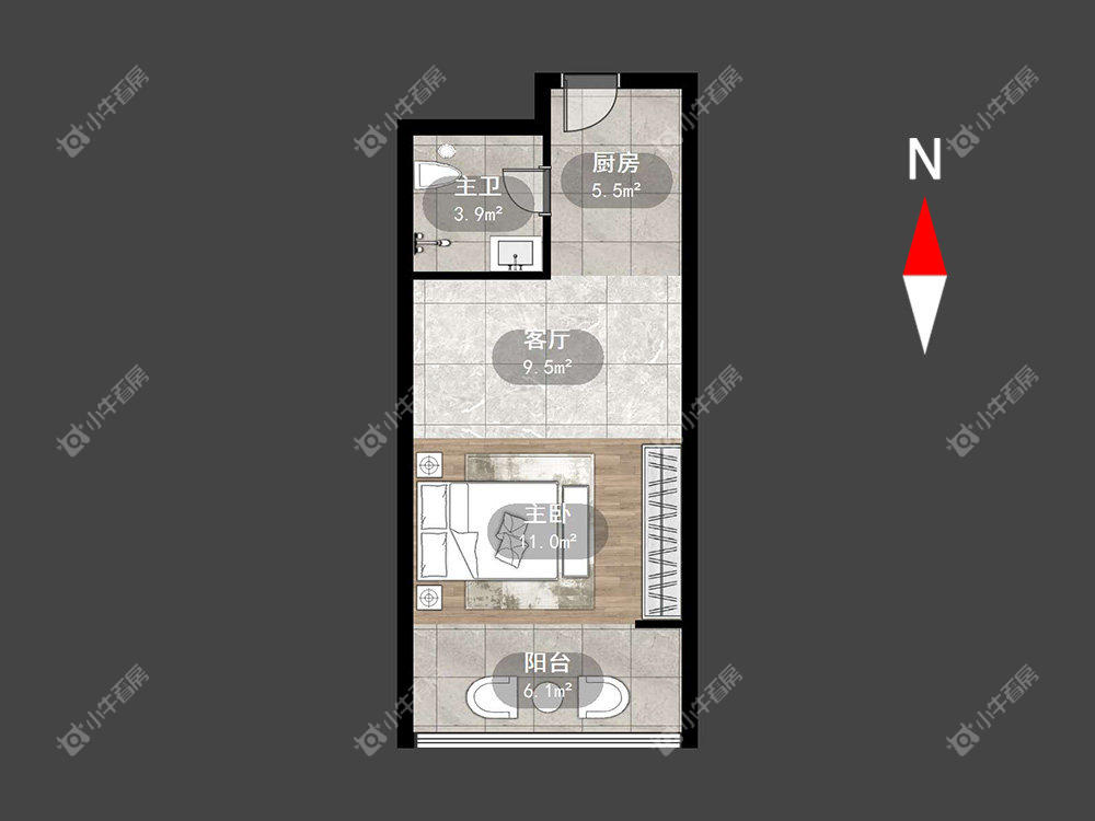 常州翡丽蓝湾（公寓）1室1厅1卫出租房源图片