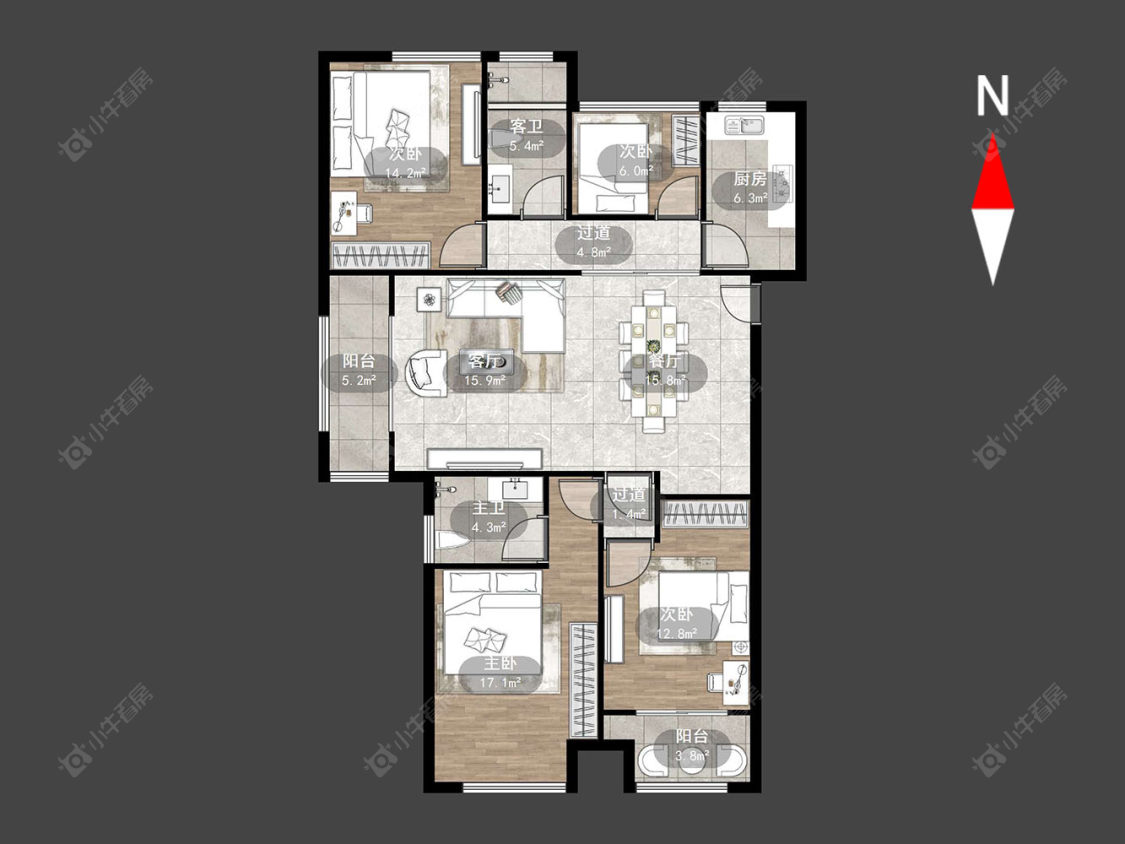 常州湖港名城在售二手房源户型图_小牛看房