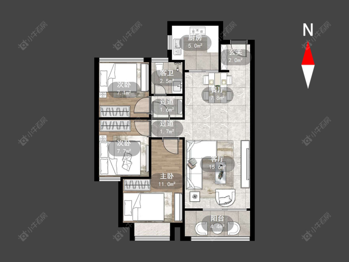 常州龙湖龙誉城二期在售二手房源户型图_小牛看房