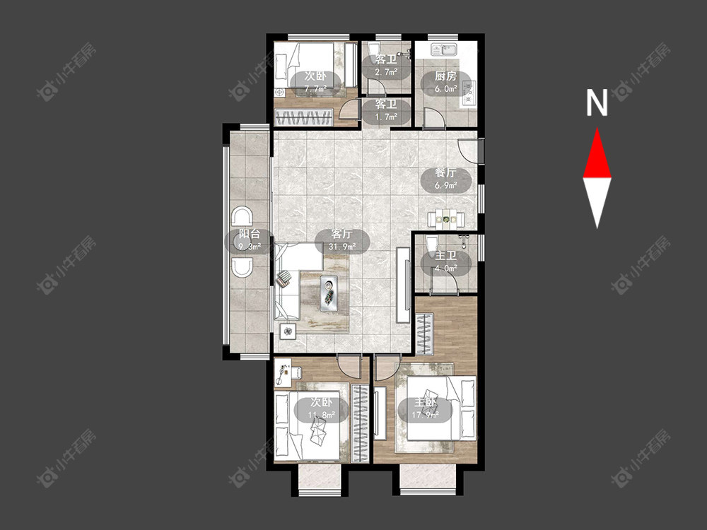 常州招商花园城在售二手房源户型图_小牛看房